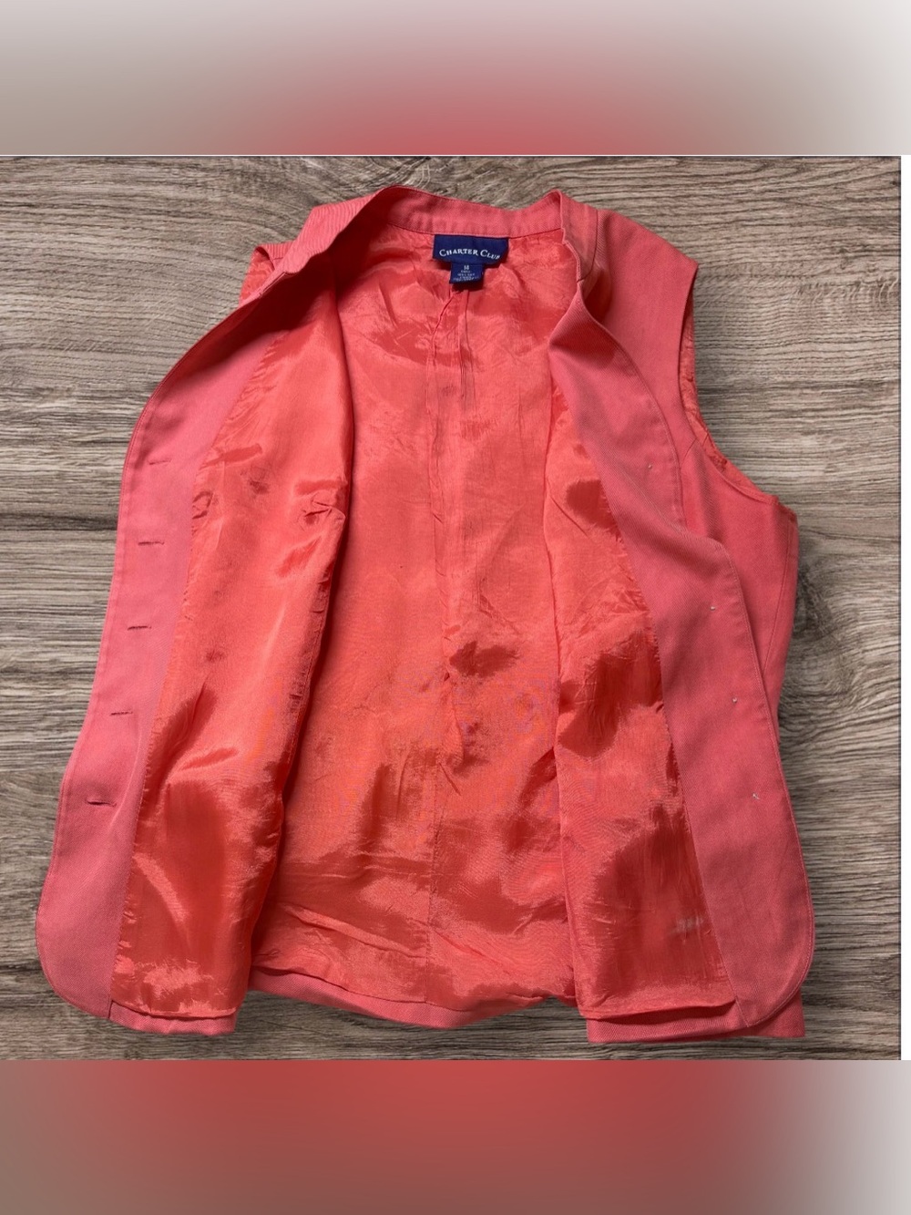 Charter Club Orange Sleeveless Button-Front Vest - Picture 4 of 9